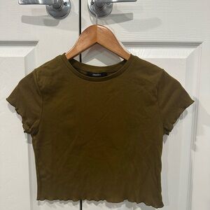 Forever 21 Olive Ribbed Crop Top